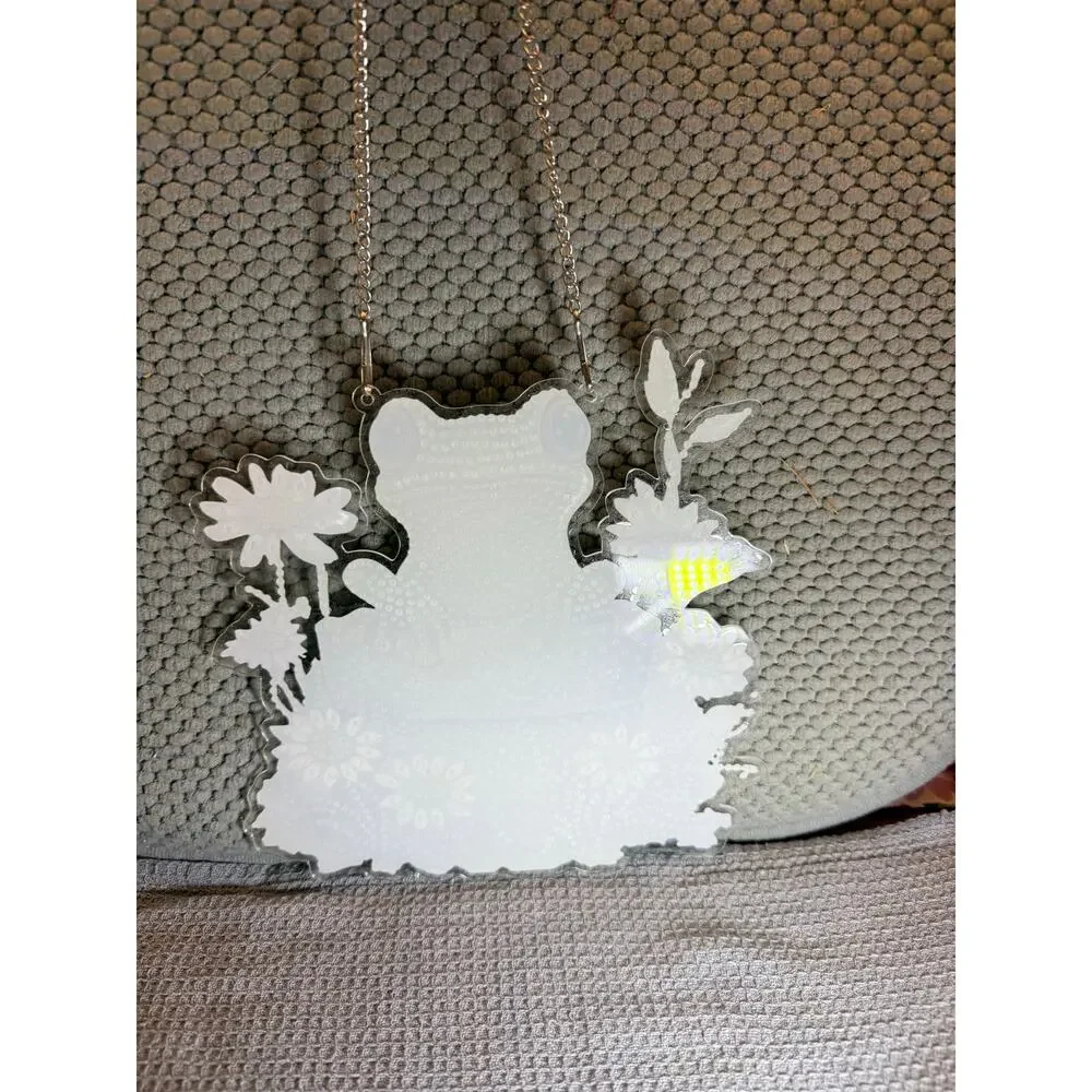 New Whimsicle Frog and Floral Completed Diamond Art Sun Catcher With Chain